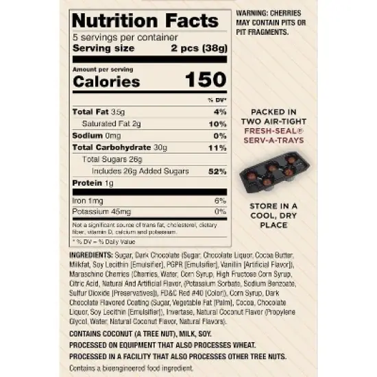 Queen Anne Dark Chocolate Coconut Covered Cordial Cherries | 6.6 Ounces | 10 Piece Gift Box | Whole Cherry Sweet Creamy Fruity Flavor image {3}