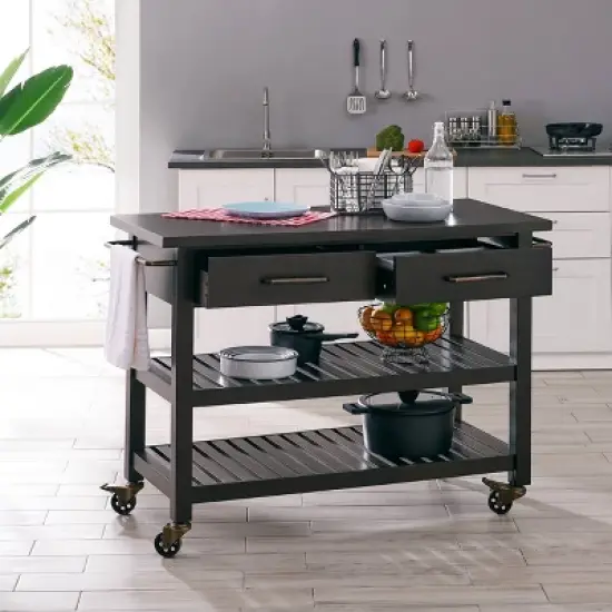 Havelock Rolling Kitchen Island Dark Tobacco - Holly & Martin image {2}