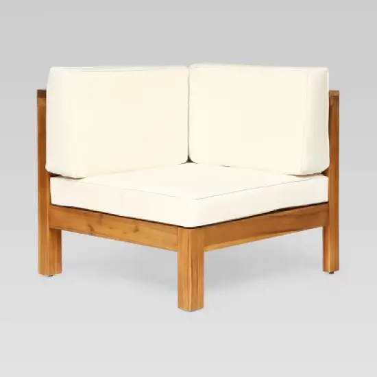 Brava 4pc Acacia Modular Sofa and Table Set - Teak/Beige - Christopher Knight Home image {6}