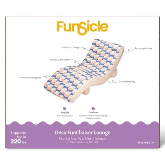 Funsicle: Inflatable Deco FunChaiser Pool & Water Float Lounge - Blue & Cream image {1}