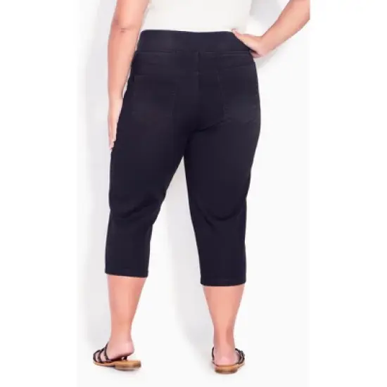 Women's Plus Size Butter Denim Pull On Crop - black | AVENUE image {1}