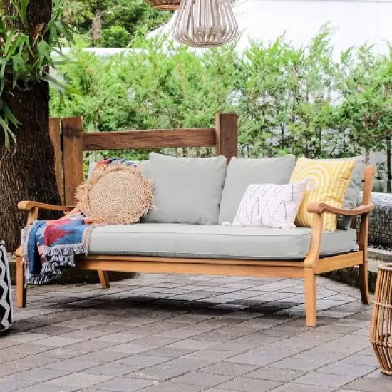 Cambridge Casual Robin Teak Wood Outdoor Sofa Daybed with Oyster Cushion: Weather-Resistant, Galvanized Steel Hardware, Foam Fill image {9}