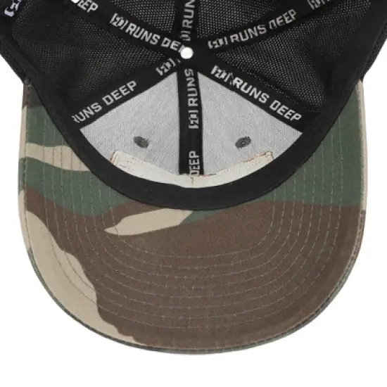 USA American Flag Patch 6-Panel Green Camo Pre-Curved Snapback Hat image {4}