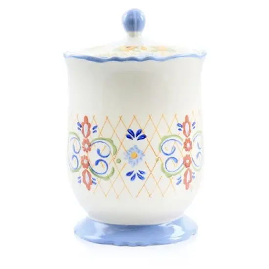 Laurie Gates California Designs Tierra 2.7 Quarts Hand Painted Stoneware Canister with Lid image {1}