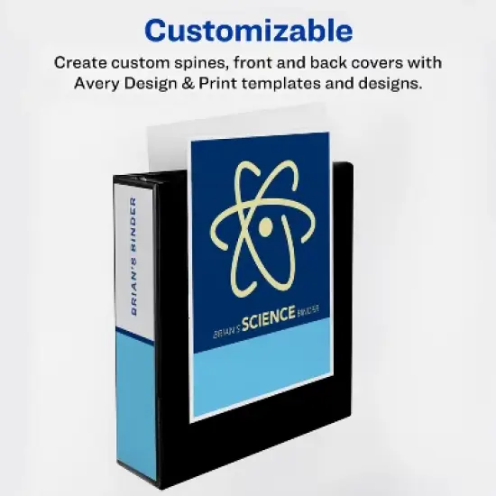 Avery Heavy-Duty View 3 Ring Binders, 3 Inch One Touch Slant Rings, 2 White Binders (46045) image {4}