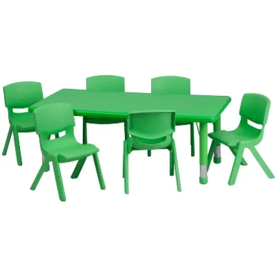 Flash Furniture 24"W x 48"L Rectangular Plastic Height Adjustable Activity Table Set with 6 Chairs image {9}
