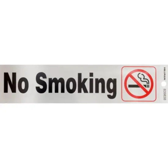 Hillman English Silver No Smoking Decal 2 in. H X 8 in. W - Case of 6 image {1}