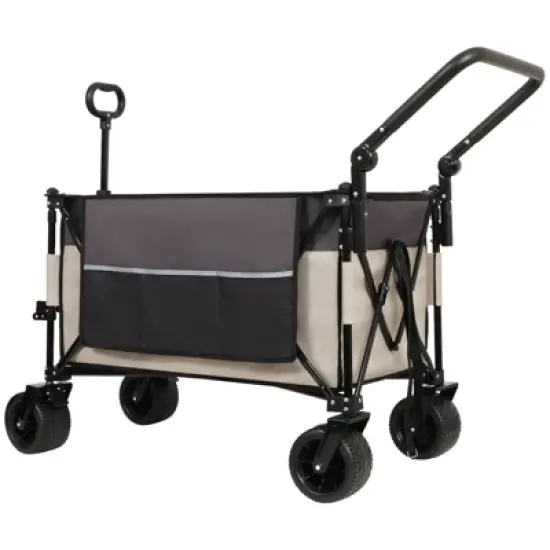 DSVIMOY Multi-Functional Push-Pull Folding Wagon Cart with Rotating Handle, Adjustable Design for Transport Use, Gray&Khaki, 37.4"*22.83"*43.7" image {5}