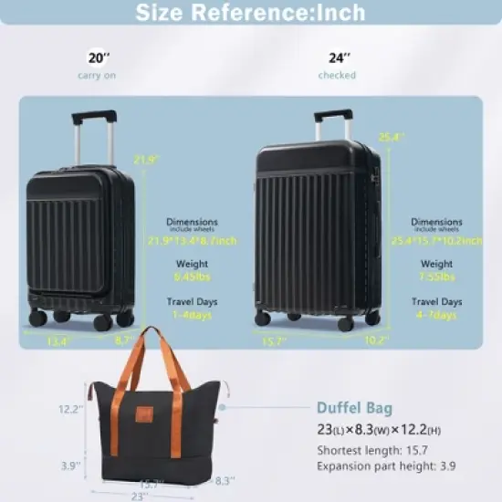 Dexmalle Front Opening Luggage Set 3 Piece image {3}
