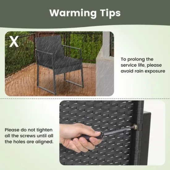 Costway 3pcs Patio Furniture Set Heavy Duty Cushioned Wicker Rattan Chairs Table Outdoor image {7}