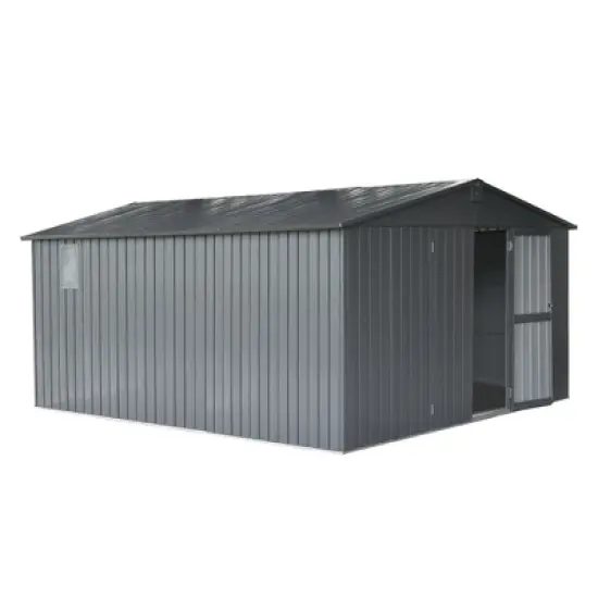 NicBex Metal Outdoor Storage Shed with Lockable Doors and Windows for Backyard Garden,Patio,Gray image {5}