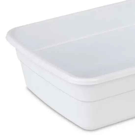 Sterilite Small Portable Rectangle Plastic Heavy Duty Reinforced Plastic 8 Qt Kitchen Dish Pan Basin Container for Dishware & Laundry, White (36 Pack) image {2}