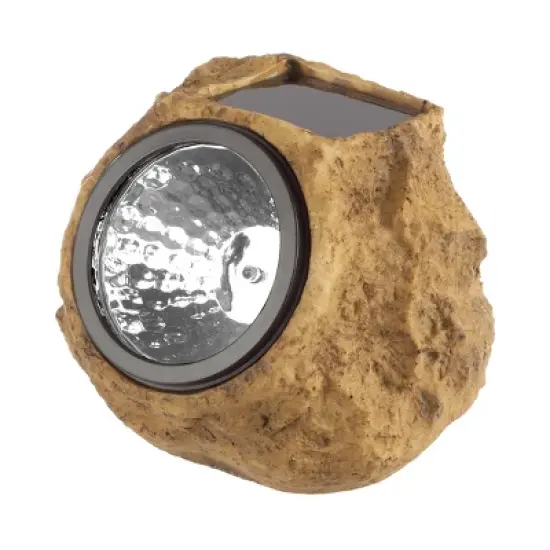 Solar Outdoor Lights - 4-Pack of All-Weather Faux-Stone LED Rock Lights for Paths, Gardens, and Landscaping by Pure Garden (Brown) image {9}