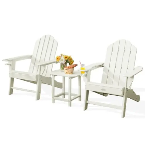 Costway 3PCS Patio Adirondack Chair & Side Table Set Weather Resistant w/ Cup Holder image {5}
