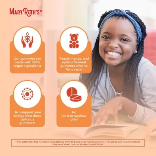 MaryRuth's Omega 3-6-7-9 Gummies, Peach Mango & Apricot, 120 ct image {5}