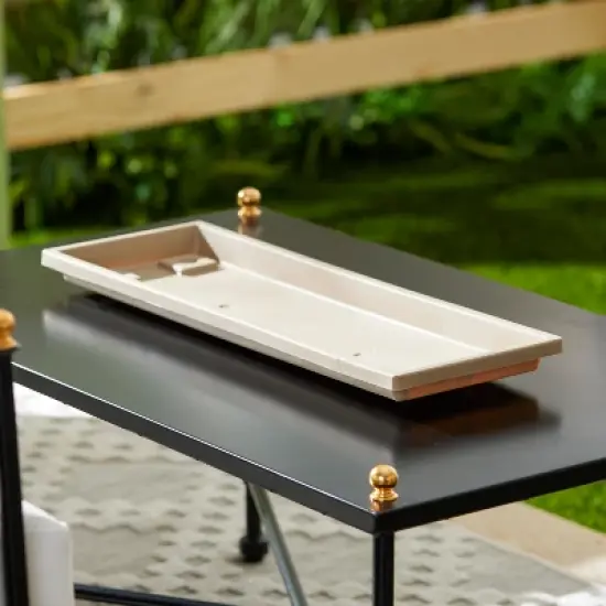 HC Companies SVN24000A34 Farmhouse Venetian 23.5 Inch Rectangular Durable Plastic Flower Box Plant Saucer Drip Tray, Sandstone Tan image {1}