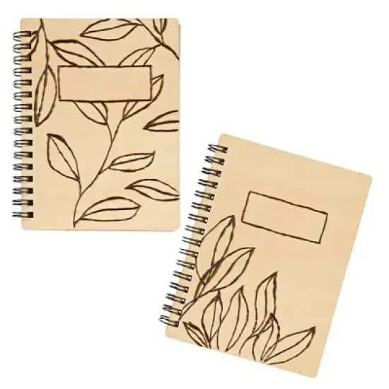 Juvale 4 Pack Wooden Cover Notebook, Spiral Bound Unruled Plain DIY Journal for Students, Sketches, Writing, Note Taking, 20 Sheets (4.5 x 5.8 In) image {4}