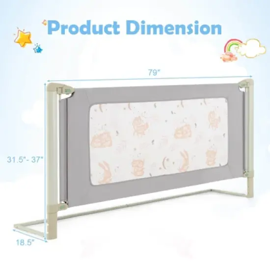 Infans 79" Bed Rail for Toddlers Infants Foldable Safety Bed Guardrail with Double Lock image {1}