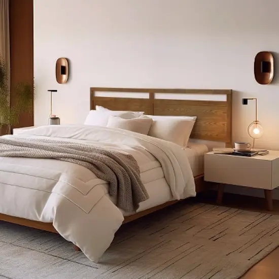 LuxenHome Farmhouse Double Panel Wood Headboard, King Brown image {4}