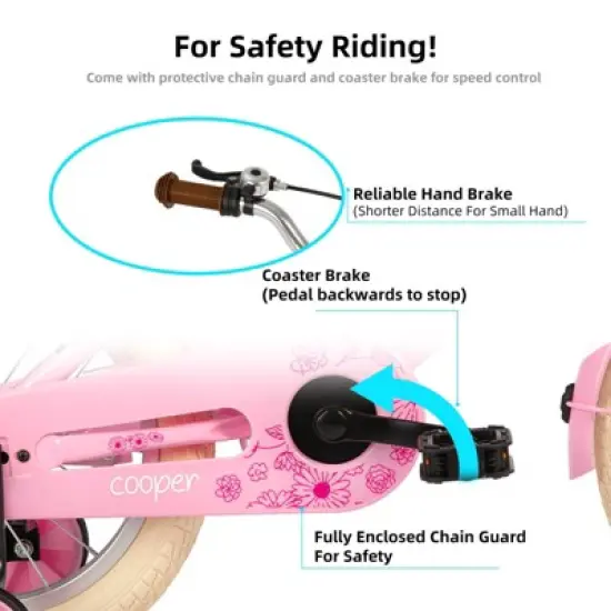 JOYSTAR Retro Style Girls Bike for Kids and Toddlers, Pink Green image {6}