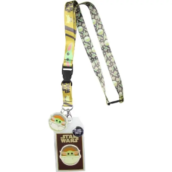 Star Wars The Mandalorian The Child Lanyard ID Holder with Rubber Charm and Collectible Sticker image {4}