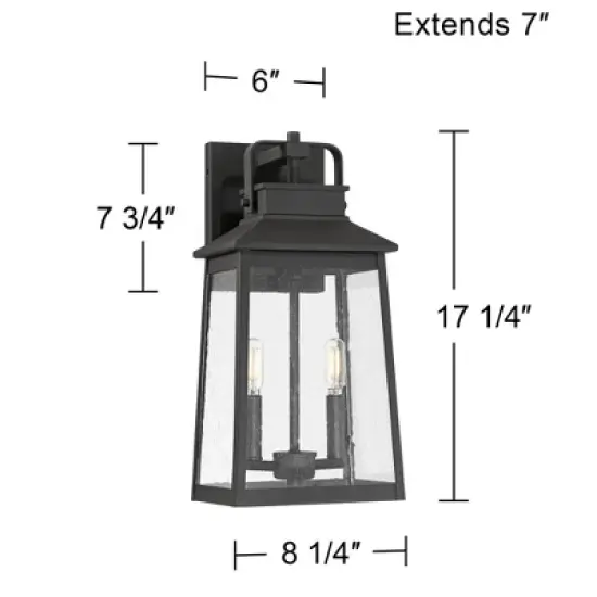 John Timberland Jubliee 17 1/4" High Modern Outdoor Wall Light Fixture Mount Porch House Exterior 2-Light Weatherproof Black Metal Clear Glass Shade image {3}