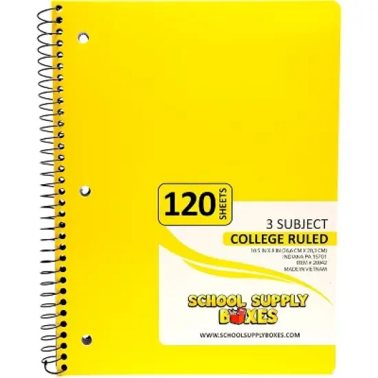 College Ruled Three Subject Notebooks (120 Sheets) - Multi-Pack image {5}