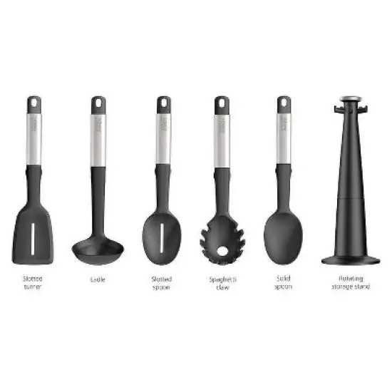 Joseph Joseph 5pc Elevate Silicone Carousel Utensil Set with Rotating Storage Stand: Kitchen Utensils, Dishwasher-Safe image {4}