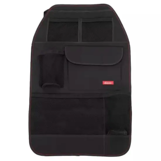 Diono Stow 'n Go Car Back Seat Organizer, Kick Mat Seat Protector, 7 Pockets, 2 Drinks Holders, Black image {2}
