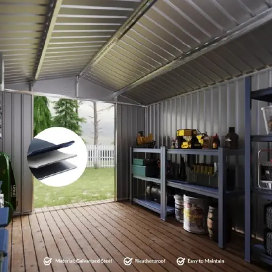 Outdoor Storage Shed, Metal Tool Sheds with Frame Structure Lockable Doors, Garden Shed for Backyard Garden Patio Lawn, 8 x 10 Ft image {6}