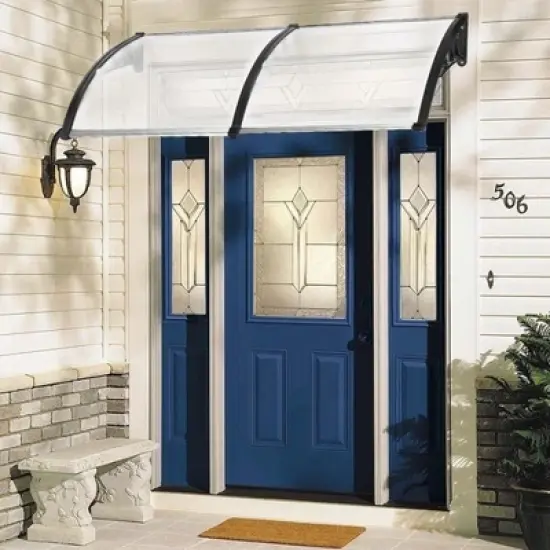 Karl Home | Winado 78 in. W x 9.8 in. D Plastic White Cover Door Awning image {2}
