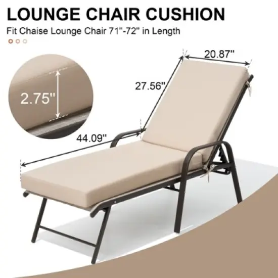 Crestlive Products Patio Outdoor Chaise Lounge Cushion Beige 2 PC image {1}