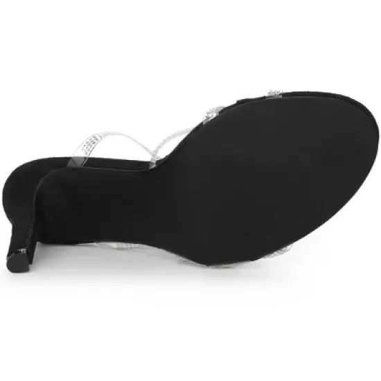 Allegra K Women's Rhinestone Lace Up Stiletto Heels Sandals image {4}