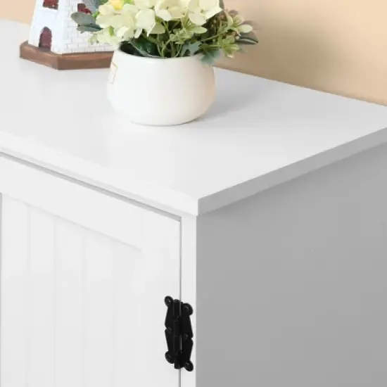 HOMCOM 48.5" Farmhouse Kitchen Pantry, Floor Storage Cabinet, Cupboard Organizer with Adjustable Shelves and 4-Doors for Dining Room image {6}