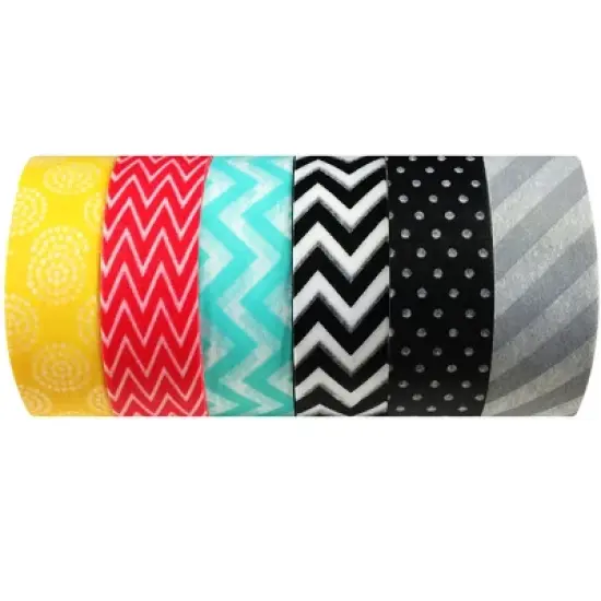 Wrapables Japanese Washi Masking Tape Collection, Premium Value Pack (Set of 6) image {20}