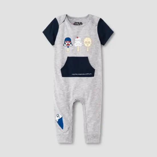 Baby Boys' 2pk Star Wars Romper Set - Heather Gray image {2}