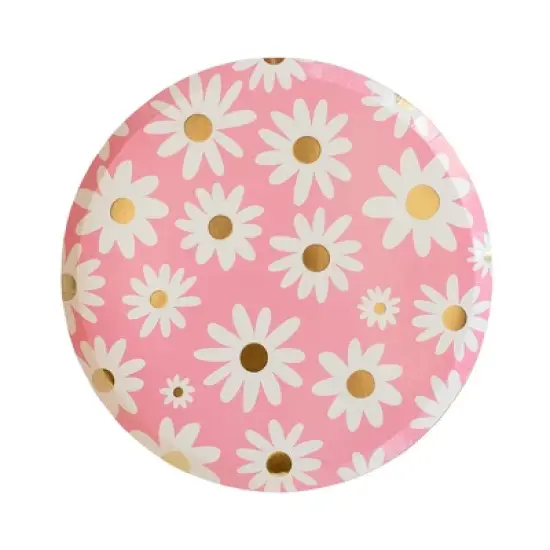 Jollity & Co. - Peace & Love Daisy Dinner Plates - Pack of 8 Paper Plates image {2}