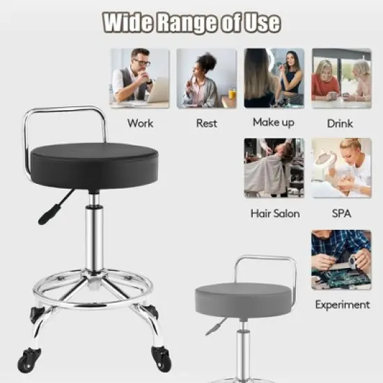 Costway Pneumatic Work Stool Rolling Swivel Task Chair Spa Office Salon w/Cushioned Seat image {4}