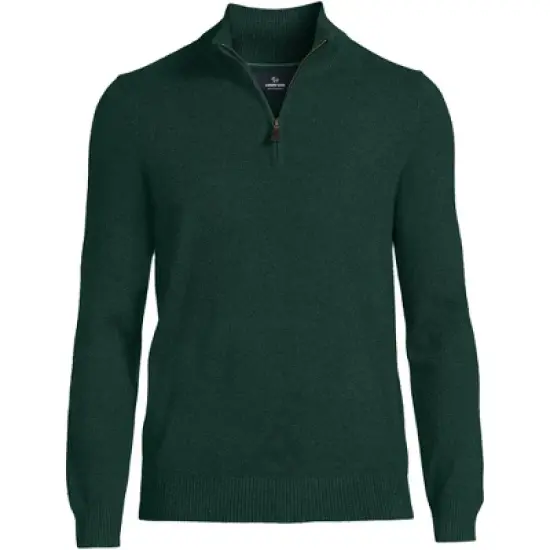 Lands' End Men's Fine Gauge Cashmere Quarter Zip image {7}