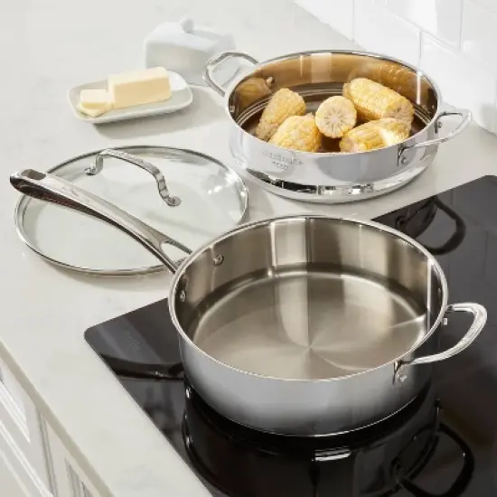Cuisinart Classic 3.5qt Stainless Steel Saute & Steamer Set with Helper Handle and Cover - 83-3 image {4}