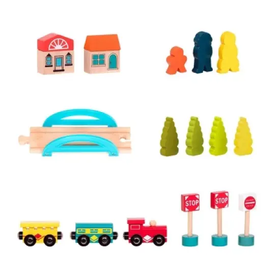 B. toys Wooden Train Set - Wood & Wheels image {5}