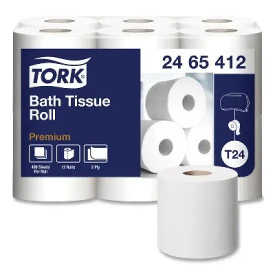 Tork Premium Poly-Pack Bath Tissue, Septic Safe, 2-Ply, White, 400 Sheets/Roll, 12 Rolls/Pack, 4 Packs/Carton image {2}