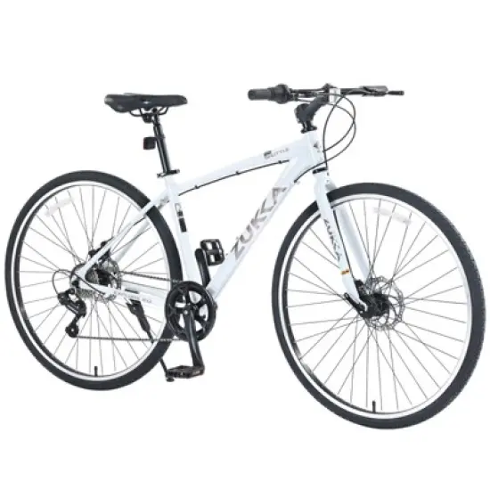 INFURNIC Bicycles Shimano 7 Speed Hybrid Road Bike with Double Disc Brakes for Men and Women City Riding, White, 64.57"*25.19"*37.79" image {5}