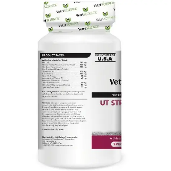 VetriScience UT Strength STAT for Dogs, Urinary Tract Support, Cranberry Flavor, 90 Chewable Tablets image {1}