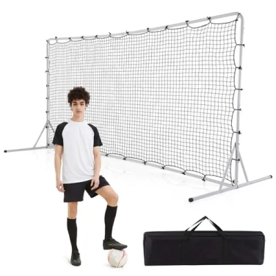 Costway Soccer Rebounder Net 12 x 6 FT Portable Football Training Equipment with Net White/Black image {10}