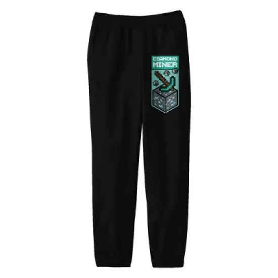 Minecraft Diamond Miner Symbol Youth Black Graphic Jogger Pants image {5}