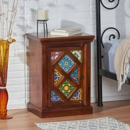 Pocatello Handcrafted Boho Mango Wood Nightstand Walnut - Christopher Knight Home image {1}