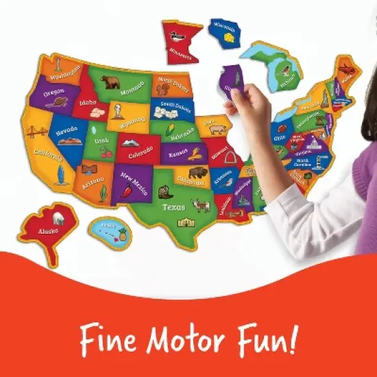 Learning Resources Magnetic U.S. Map Puzzle - 44pc: Educational Teaching Aid, Preschool-Kindergarten Grade, 44 Pieces image {4}