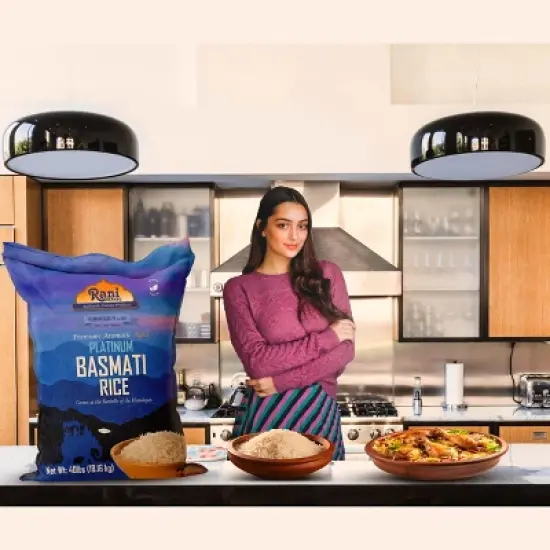 Platinum White Basmati Rice Extra Long - 640oz (40lbs) Cloth Bag - Rani Brand Authentic Indian Products image {1}