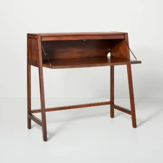 Wood & Cane Transitional Secretary Desk Brown - Hearth & Hand&trade; with Magnolia image {3}